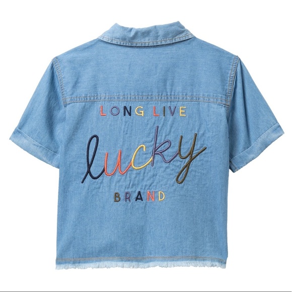 Lucky Brand Other - LUCKY BRAND girls Rosalind embroidered denim top